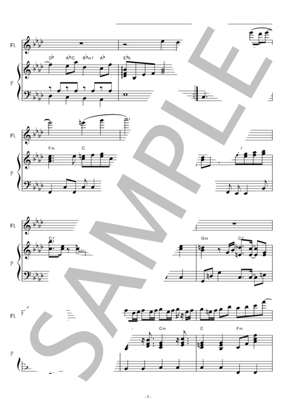 【フルート楽譜】いとしき日々よ（平井堅）「JIN-仁」（フルートピアノ伴奏） (平井 堅) / 初〜中級 - サンプル譜面 5/5