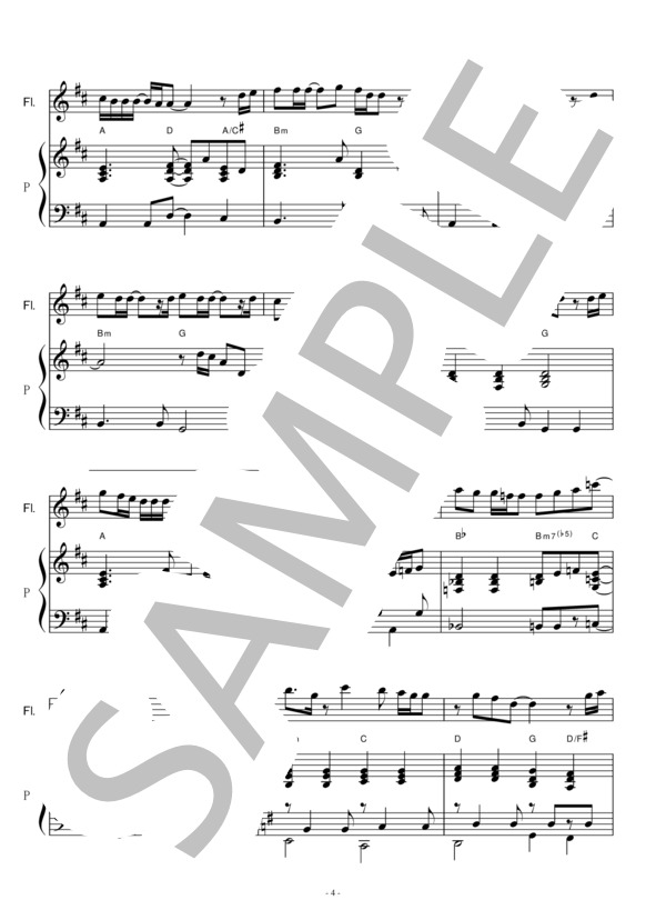 【フルート楽譜】炎（ほむら)LiSA「鬼滅の刃」無限列車編（フルートピアノ伴奏） / 初〜中級 - サンプル譜面 4/5