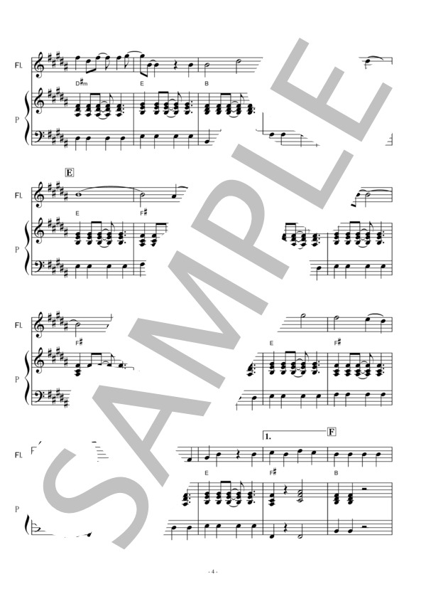 【フルート楽譜】小さな恋のうた（モンゴル800)（フルートピアノ伴奏） (MONGOL800) / 入門 - サンプル譜面 4/5