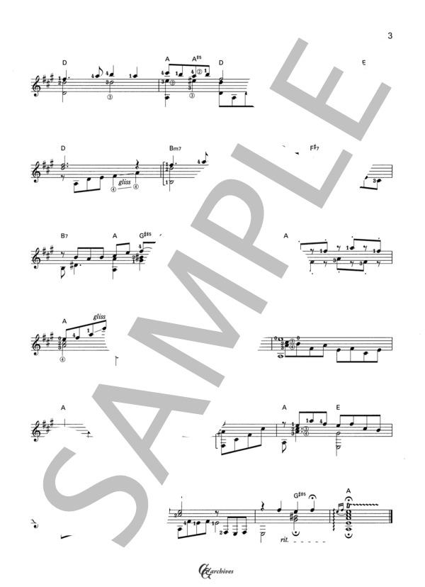 蘇州夜曲 (服部 良一) / ギターソロ 中級 - サンプル譜面 3/3