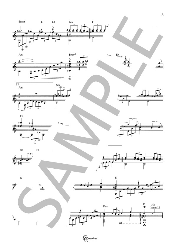 津軽海峡・冬景色 (三木 たかし) / ギターソロ 中級 - サンプル譜面 3/3