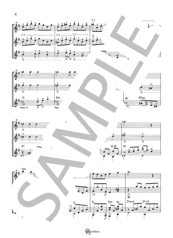 七つの子～夕やけこやけ (本居 長世) / ギター室内楽 中級 - サンプル譜面 4/5