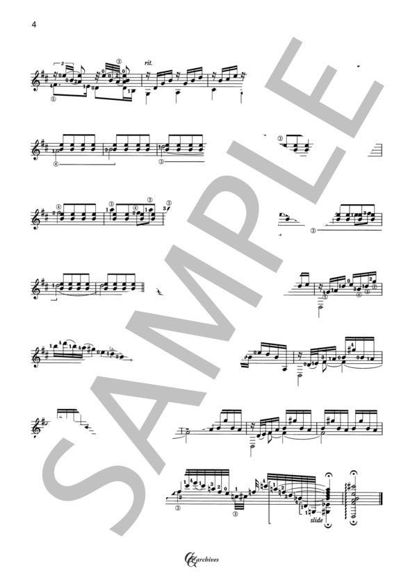 丘を越えて (古賀 政男) / ギターソロ 中級 - サンプル譜面 4/4