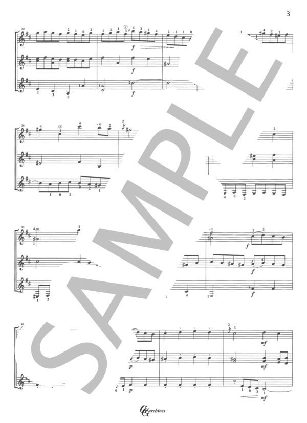 ロンド～管弦楽組曲第2番より (ヨハン・セバスチャン・バッハ) / ギター室内楽 中級 - サンプル譜面 3/4