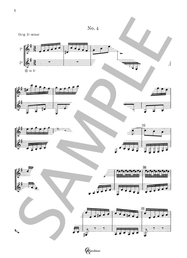 ギター二重奏のためのインベンション～No.4 (ヨハン・セバスチャン・バッハ) / ギターデュオ 中級 - サンプル譜面 1/2