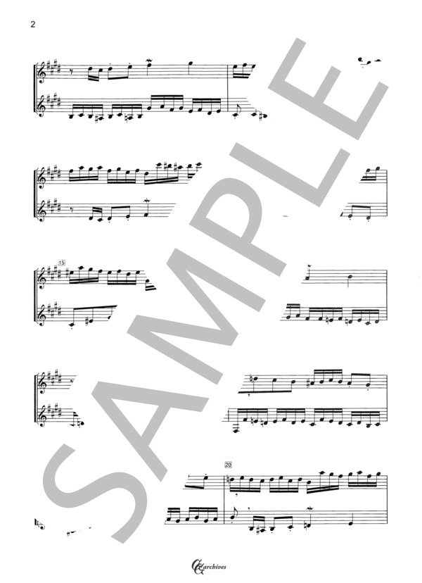 ギター二重奏のためのインベンション～No.5 (ヨハン・セバスチャン・バッハ) / ギターデュオ 中級 - サンプル譜面 2/3