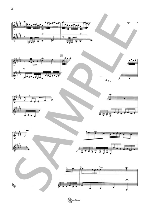 ギター二重奏のためのインベンション～No.5 (ヨハン・セバスチャン・バッハ) / ギターデュオ 中級 - サンプル譜面 3/3