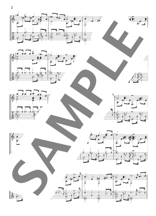 夜がくる（ギターソロ・タブ譜付） (小林 亜星) / 中級 - サンプル譜面 2/5