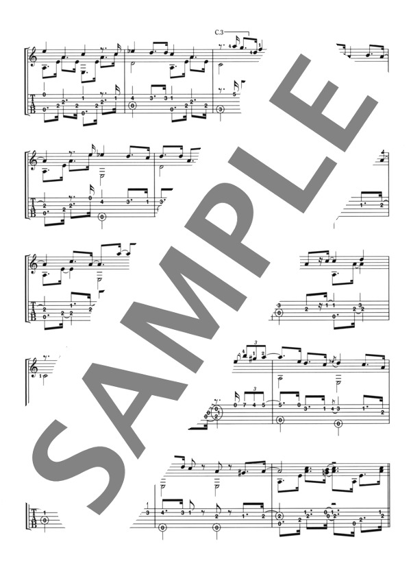 夜がくる（ギターソロ・タブ譜付） (小林 亜星) / 中級 - サンプル譜面 3/5