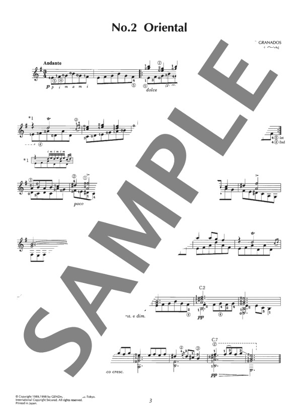 12のスペイン舞曲 (エンリケ・グラナドス) / ギターソロ 中〜上級 - サンプル譜面 3/5