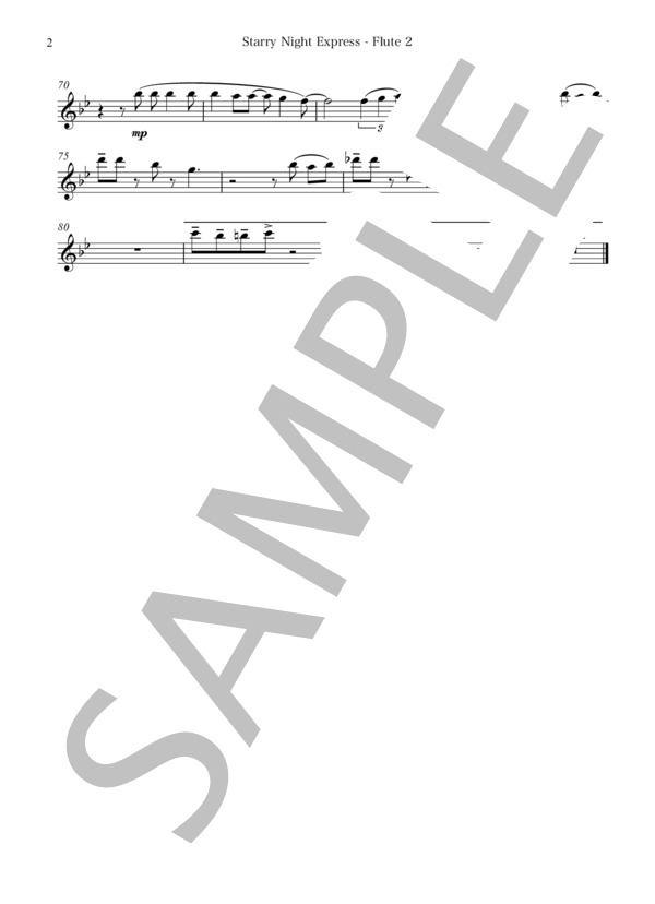 【吹奏楽】Starry Night Express(パート譜：Flutes 2) 作曲：金山徹 (金山 徹) / 吹奏楽パート その他 - サンプル譜面 2/2