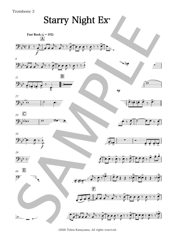 【吹奏楽】Starry Night Express(パート譜：Trombone 3) 作曲：金山徹 (金山 徹) / 吹奏楽パート その他 - サンプル譜面 1/2