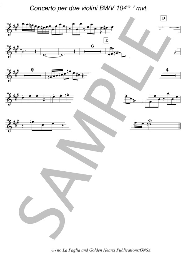 【サクソフォーン7重奏】2つのヴァイオリンのための協奏曲（パート譜：Alto Saxophones) 作曲：J.S.バッハ 編曲：ヴィト・ラ・パグリア (ヨハン・セバスチャン・バッハ) / アンサンブル木管 その他 - サンプル譜面 2/5