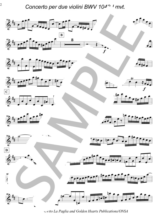 【サクソフォーン7重奏】2つのヴァイオリンのための協奏曲（パート譜：Soprano Saxophone 1) 作曲：J.S.バッハ 編曲：ヴィト・ラ・パグリア (ヨハン・セバスチャン・バッハ) / アンサンブル木管 その他 - サンプル譜面 2/5