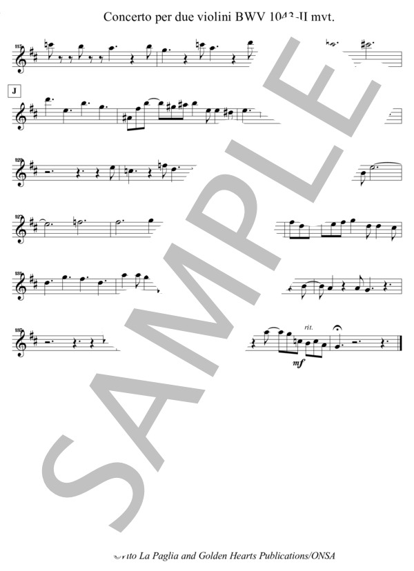 楽譜】 2つのヴァイオリンのための協奏曲 パート譜：Soprano Saxophone