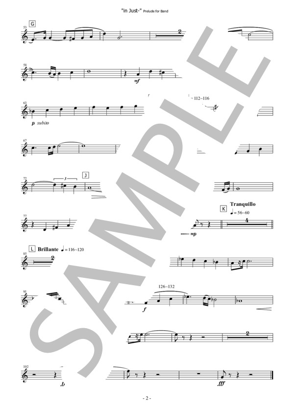 【吹奏楽】前奏曲「in Just-」（パート譜：Eb Alto Clarinet) 作曲：正門研一 (正門 研一) / 吹奏楽パート その他 - サンプル譜面 2/2
