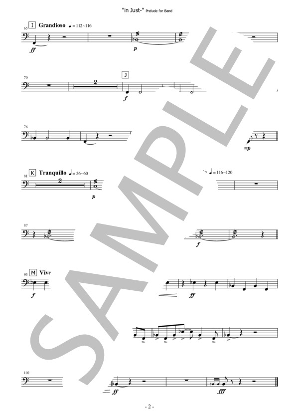 【吹奏楽】前奏曲「in Just-」（パート譜：Timpani) 作曲：正門研一 (正門 研一) / 吹奏楽パート その他 - サンプル譜面 2/2