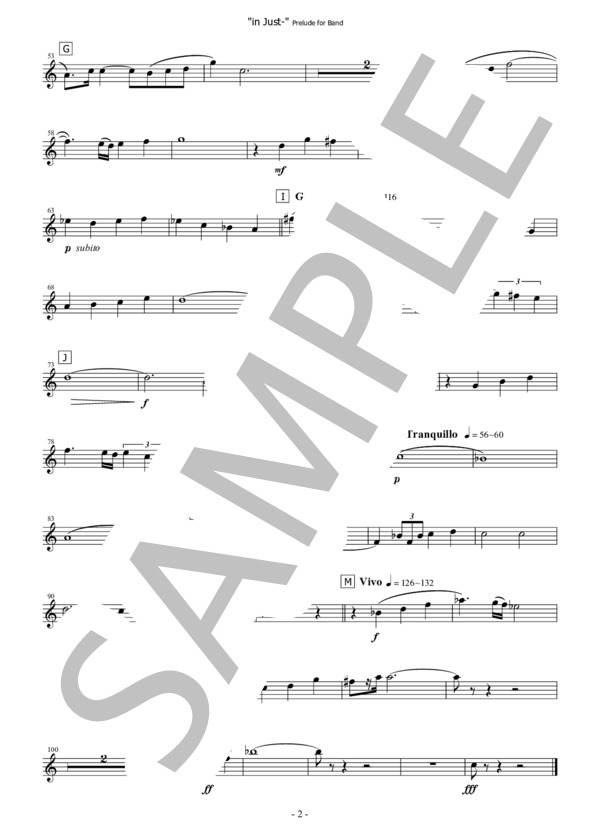 【吹奏楽】前奏曲「in Just-」（パート譜：Tenor Saxophone) 作曲：正門研一 (正門 研一) / 吹奏楽パート その他 - サンプル譜面 2/2