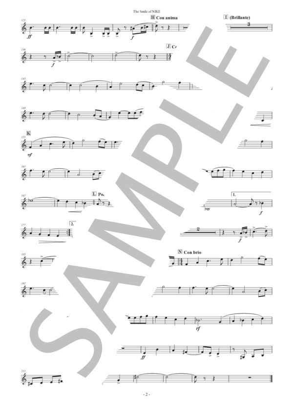 【吹奏楽】メモリアル・マーチ「ニケの微笑み」（パート譜：Alto Clarinet) 作曲：正門研一 (正門 研一) / 吹奏楽パート その他 - サンプル譜面 2/2