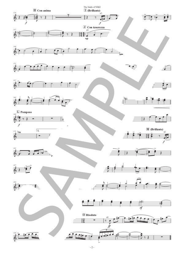 【吹奏楽】メモリアル・マーチ「ニケの微笑み」（パート譜：Alto Saxophones in E♭ 1&2) 作曲：正門研一 (正門 研一) / 吹奏楽パート その他 - サンプル譜面 2/2