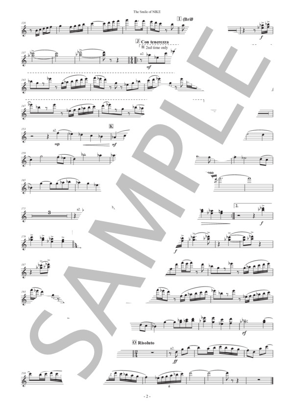 【吹奏楽】メモリアル・マーチ「ニケの微笑み」（パート譜：Flutes 1&2) 作曲：正門研一 (正門 研一) / 吹奏楽パート その他 - サンプル譜面 2/2