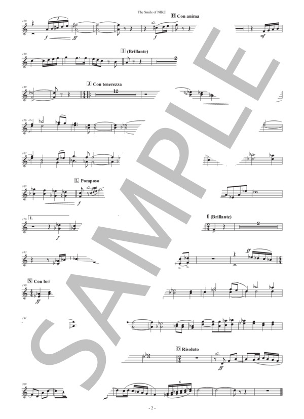 【吹奏楽】メモリアル・マーチ「ニケの微笑み」（パート譜：Oboes 1&2) 作曲：正門研一 (正門 研一) / 吹奏楽パート その他 - サンプル譜面 2/2
