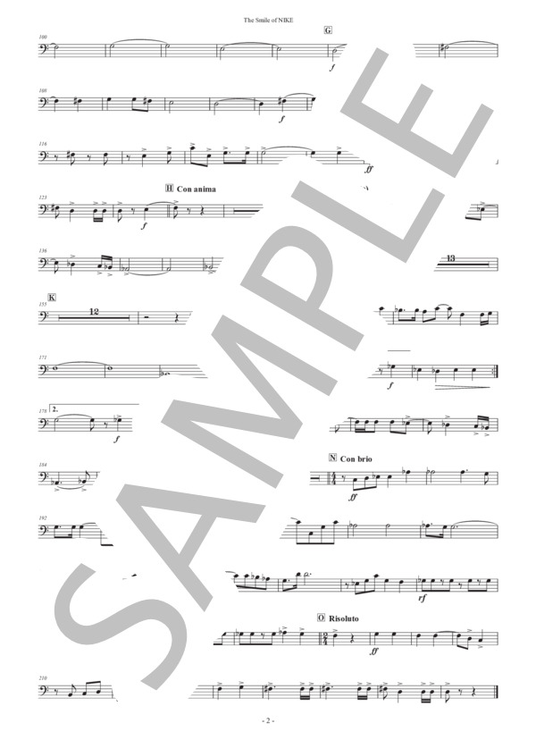 【吹奏楽】メモリアル・マーチ「ニケの微笑み」（パート譜：Trombone 3) 作曲：正門研一 (正門 研一) / 吹奏楽パート その他 - サンプル譜面 2/2