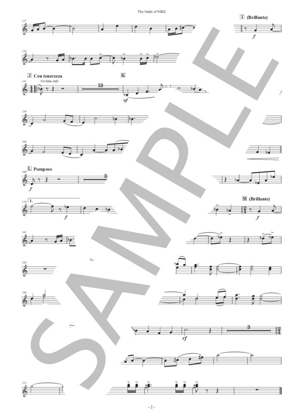 【吹奏楽】メモリアル・マーチ「ニケの微笑み」（パート譜：Trumpet in B♭ 1) 作曲：正門研一 (正門 研一) / 吹奏楽パート その他 - サンプル譜面 2/2