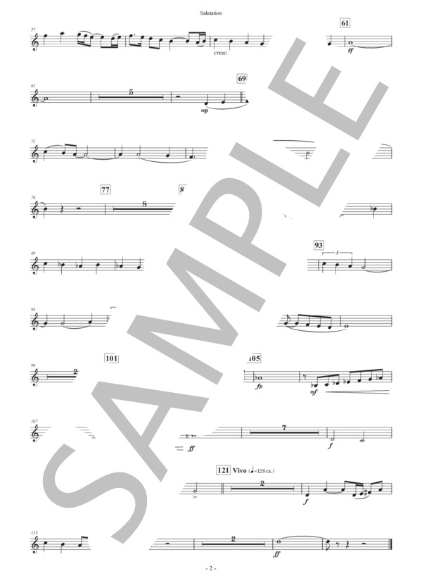 【吹奏楽】行進曲「サリューテイション」（パート譜：Alto Clarinet) 作曲：正門研一 (正門 研一) / 吹奏楽パート その他 - サンプル譜面 2/2