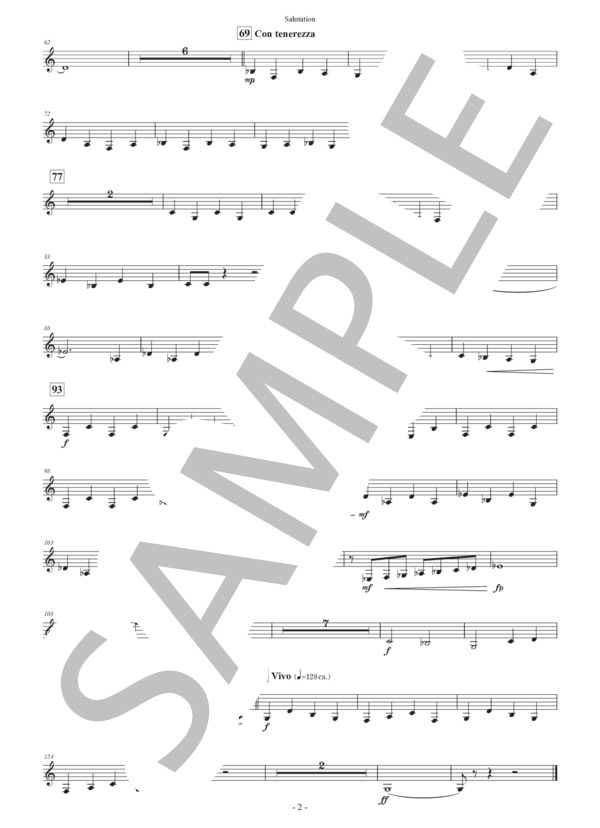【吹奏楽】行進曲「サリューテイション」（パート譜：Bass Clarinet) 作曲：正門研一 (正門 研一) / 吹奏楽パート その他 - サンプル譜面 2/2