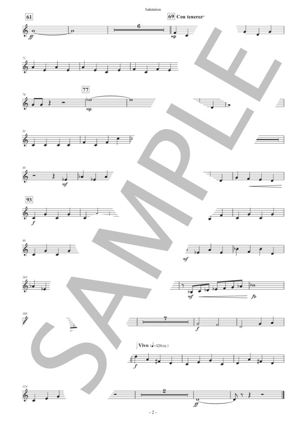 【吹奏楽】行進曲「サリューテイション」（パート譜：Baritone Saxophone) 作曲：正門研一 (正門 研一) / 吹奏楽パート その他 - サンプル譜面 2/2