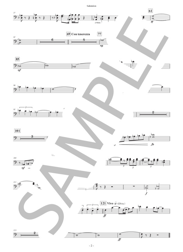 【吹奏楽】行進曲「サリューテイション」（パート譜：Euphoniums) 作曲：正門研一 (正門 研一) / 吹奏楽パート その他 - サンプル譜面 2/2