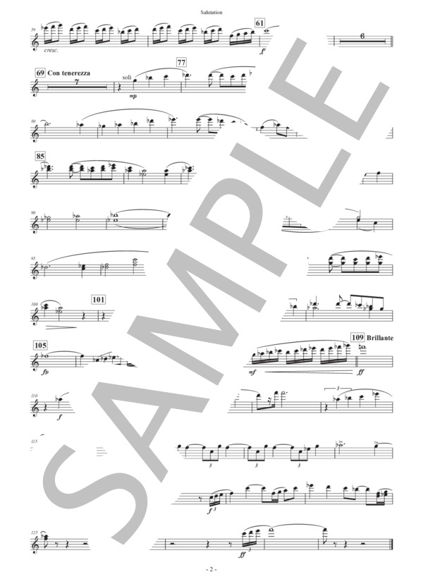 【吹奏楽】行進曲「サリューテイション」（パート譜：Flutes 1&2) 作曲：正門研一 (正門 研一) / 吹奏楽パート その他 - サンプル譜面 2/2