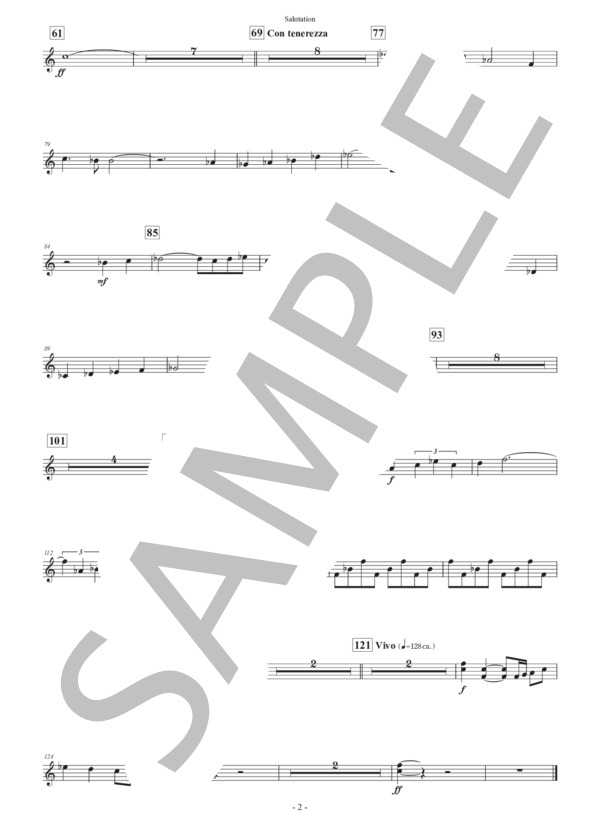【吹奏楽】行進曲「サリューテイション」（パート譜：Glockenspiel) 作曲：正門研一 (正門 研一) / 吹奏楽パート その他 - サンプル譜面 2/2