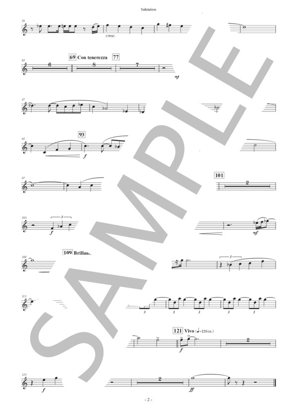 【吹奏楽】行進曲「サリューテイション」（パート譜：Trumpet in B♭ 1) 作曲：正門研一 (正門 研一) / 吹奏楽パート その他 - サンプル譜面 2/2