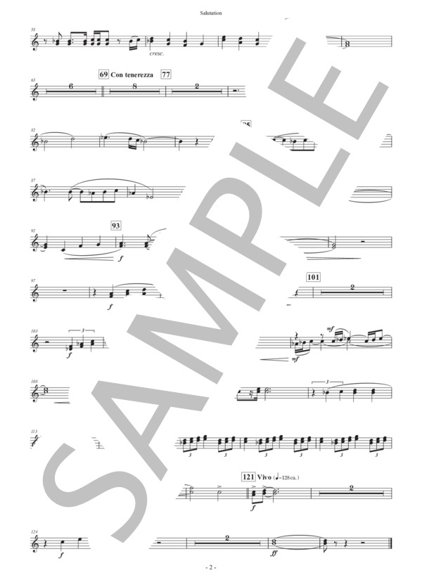 【吹奏楽】行進曲「サリューテイション」（パート譜：Trumpets in B♭ 2&3) 作曲：正門研一 (正門 研一) / 吹奏楽パート その他 - サンプル譜面 2/2