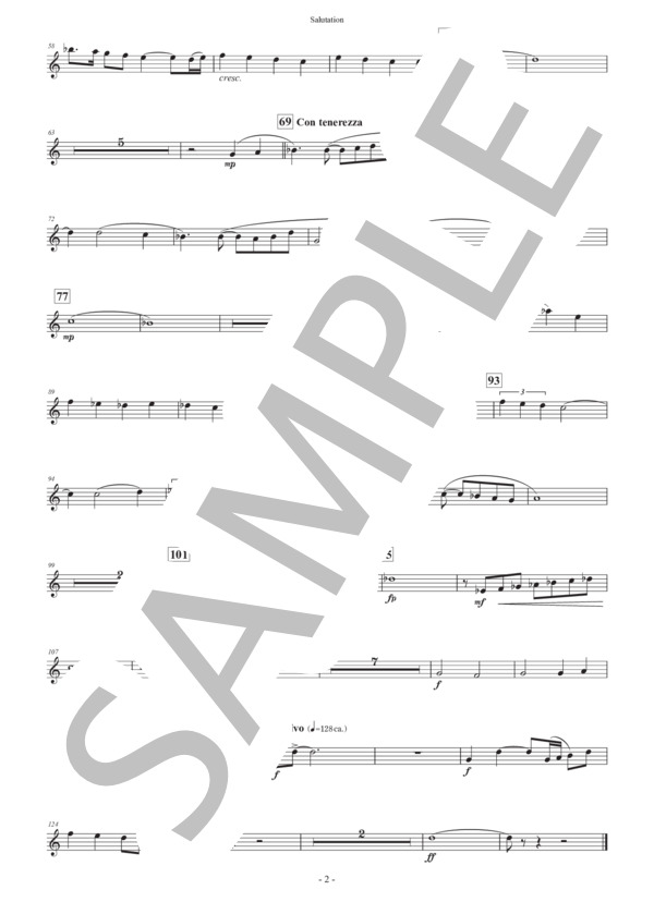 【吹奏楽】行進曲「サリューテイション」（パート譜：Tenor Saxophone) 作曲：正門研一 (正門 研一) / 吹奏楽パート その他 - サンプル譜面 2/2