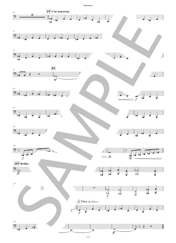 【吹奏楽】行進曲「サリューテイション」（パート譜：Basses) 作曲：正門研一 (正門 研一) / 吹奏楽パート その他 - サンプル譜面 2/2