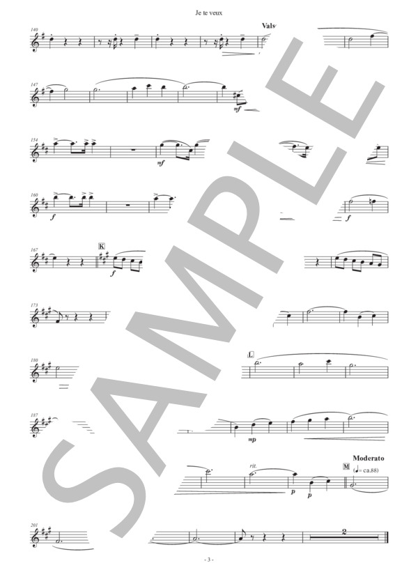 （パート譜：Alto Saxophone in E♭ 1)ジュ・トゥ・ヴ 作曲：エリック・サティ 編曲：正門研一 / 吹奏楽パート その他 - サンプル譜面 3/3