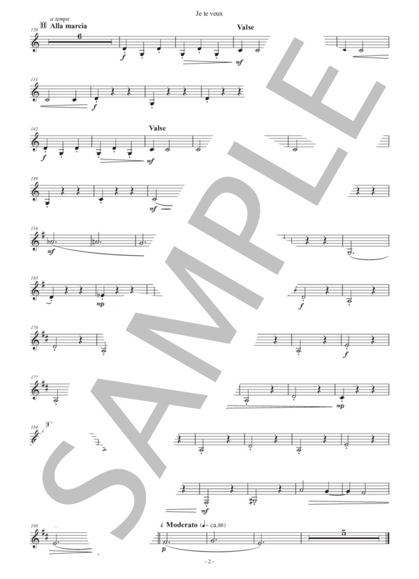 （パート譜：Bass Clarinet)ジュ・トゥ・ヴ 作曲：エリック・サティ 編曲：正門研一 / 吹奏楽パート その他 - サンプル譜面 2/2