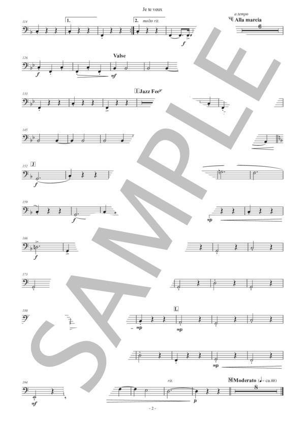 （パート譜：Bassoon)ジュ・トゥ・ヴ 作曲：エリック・サティ 編曲：正門研一 / 吹奏楽パート その他 - サンプル譜面 2/2