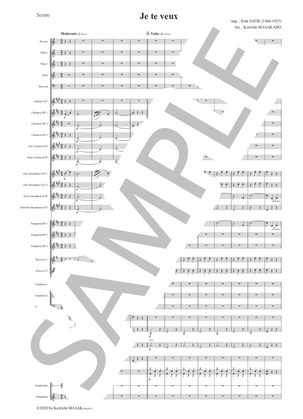 （フルスコアのみ）ジュ・トゥ・ヴ 作曲：エリック・サティ 編曲：正門研一 / 吹奏楽フルスコア その他 - サンプル譜面 3/5