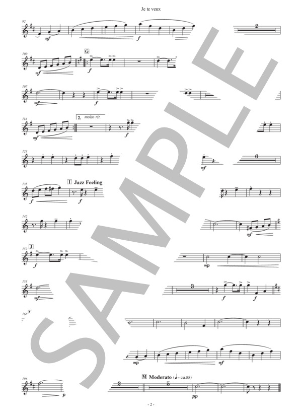 （パート譜：Trumpet in B♭ 1)ジュ・トゥ・ヴ 作曲：エリック・サティ 編曲：正門研一 / 吹奏楽パート その他 - サンプル譜面 2/2