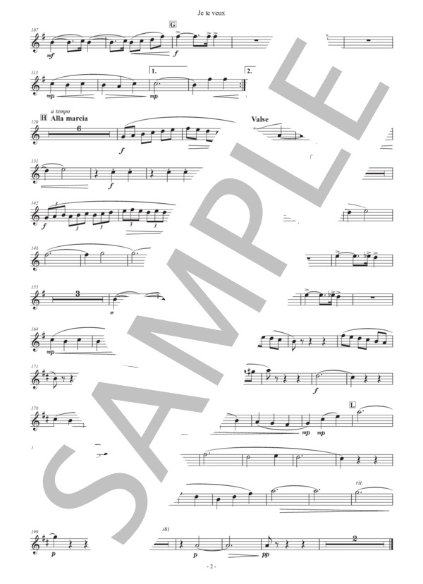 （パート譜：Tenor Saxophone)ジュ・トゥ・ヴ 作曲：エリック・サティ 編曲：正門研一 / 吹奏楽パート その他 - サンプル譜面 2/2