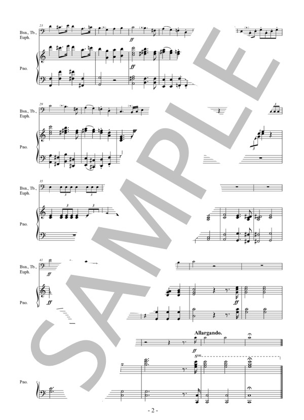 結婚行進曲（「真夏の夜の夢」より）独奏楽器とピアノのための(Bsn.  /  Tb.,  /  Euph. & Piano) 作曲：メンデルスゾーン 編曲：小國晃一郎 (フェリックス・メンデルスゾーン) / アンサンブルピアノ＋他楽器 その他 - サンプル譜面 3/4
