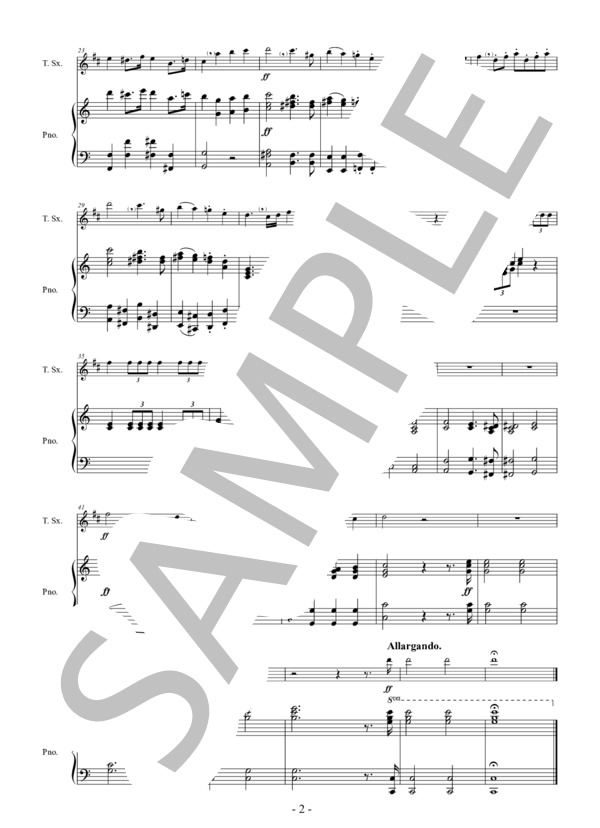 結婚行進曲（「真夏の夜の夢」より）独奏楽器とピアノのための(Bb Tenor Saxophone & Piano) 作曲：メンデルスゾーン 編曲：小國晃一郎 (フェリックス・メンデルスゾーン) / テナーサックス その他 - サンプル譜面 3/4