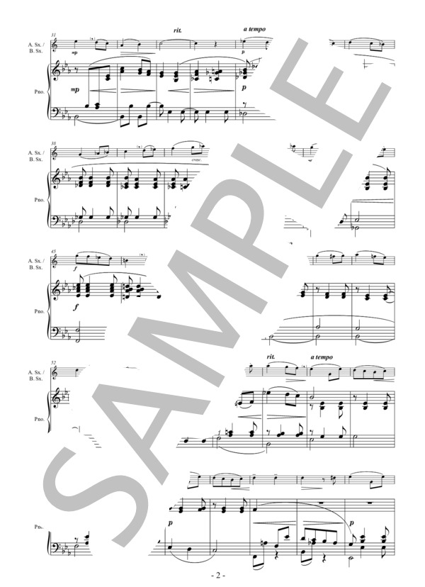 愛の挨拶 独奏楽器とピアノのための(Alto Saxophone  /  Baritone Saxophone & Piano) 作曲：エルガー 編曲：小國晃一郎 (エドワード・エルガー) / アルトサックス その他 - サンプル譜面 2/5