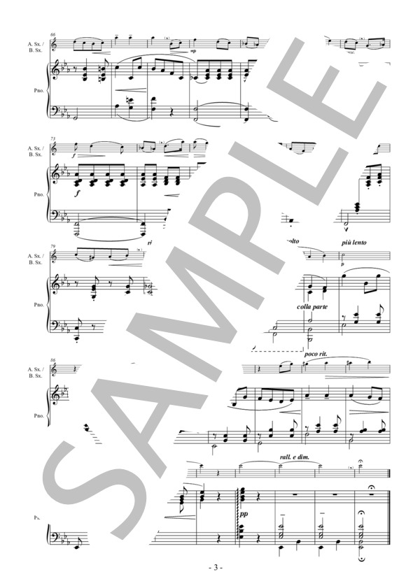 愛の挨拶 独奏楽器とピアノのための(Alto Saxophone  /  Baritone Saxophone & Piano) 作曲：エルガー 編曲：小國晃一郎 (エドワード・エルガー) / アルトサックス その他 - サンプル譜面 3/5