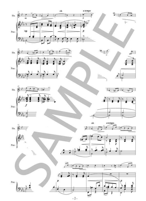 愛の挨拶 独奏楽器とピアノのための(F Horn & Piano) 作曲：エルガー 編曲：小國晃一郎 (エドワード・エルガー) / ホルン その他 - サンプル譜面 2/5