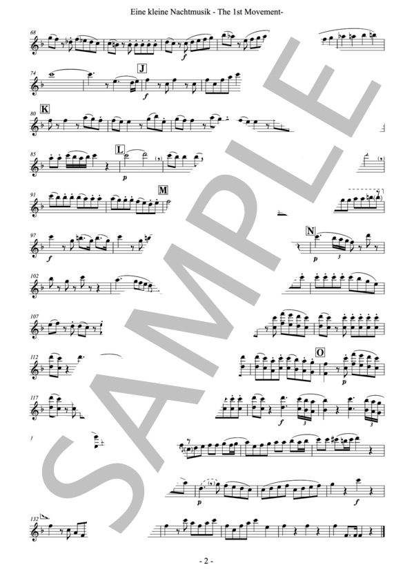 【フレキシブル4重奏】「アイネ・クライネ・ナハトムジーク」第一楽章（管楽合奏版）（パート譜：Part. I Fl&Ob) 作曲：モーツァルト 編曲：小國晃一郎 (ヴォルフガング・アマデウス・モーツァルト) / アンサンブルパート その他 - サンプル譜面 2/2